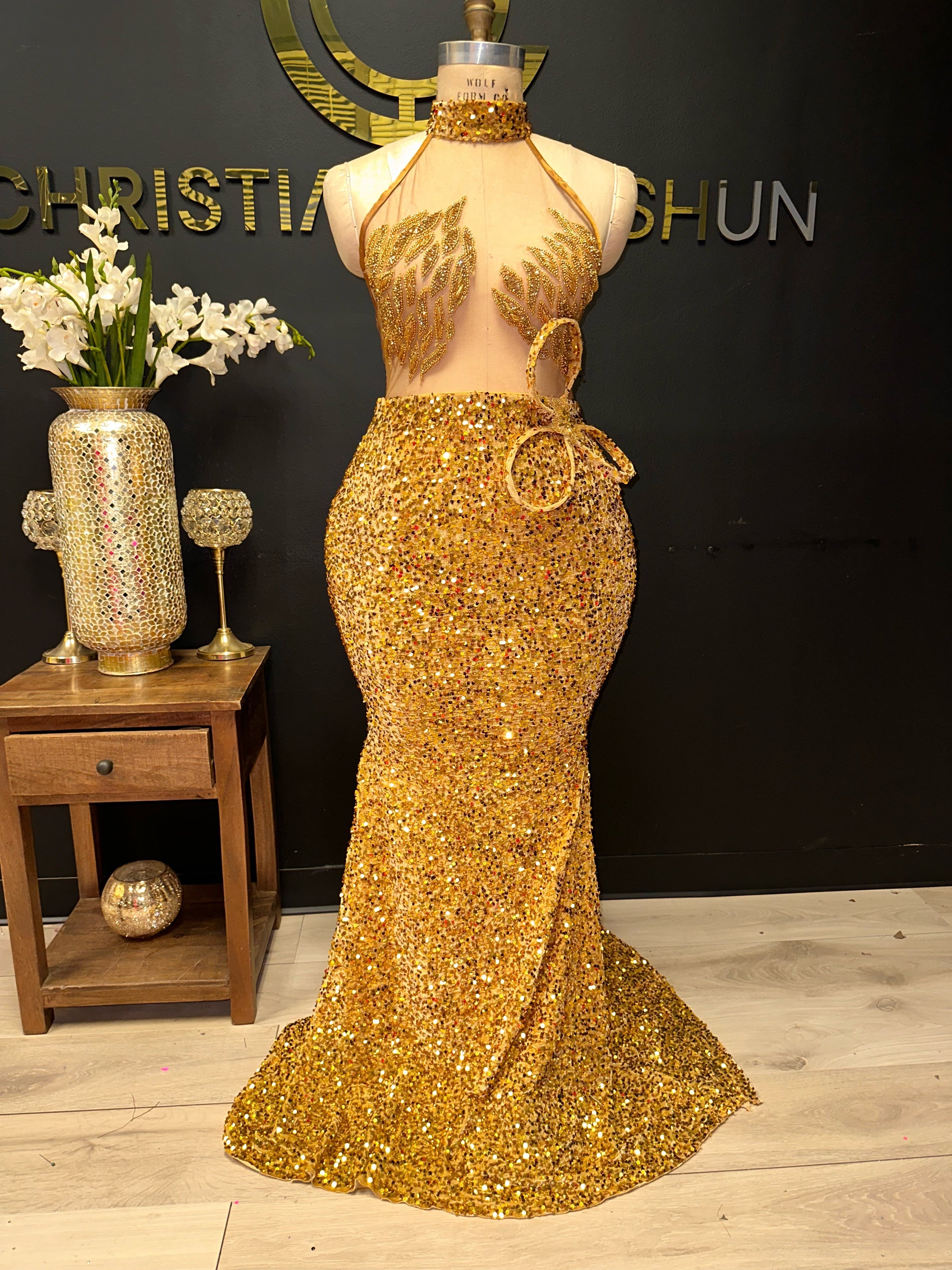 strapless open back dress A-Line Embroidered Bodice Open Criss Cross Back Long Prom Dress main image 0