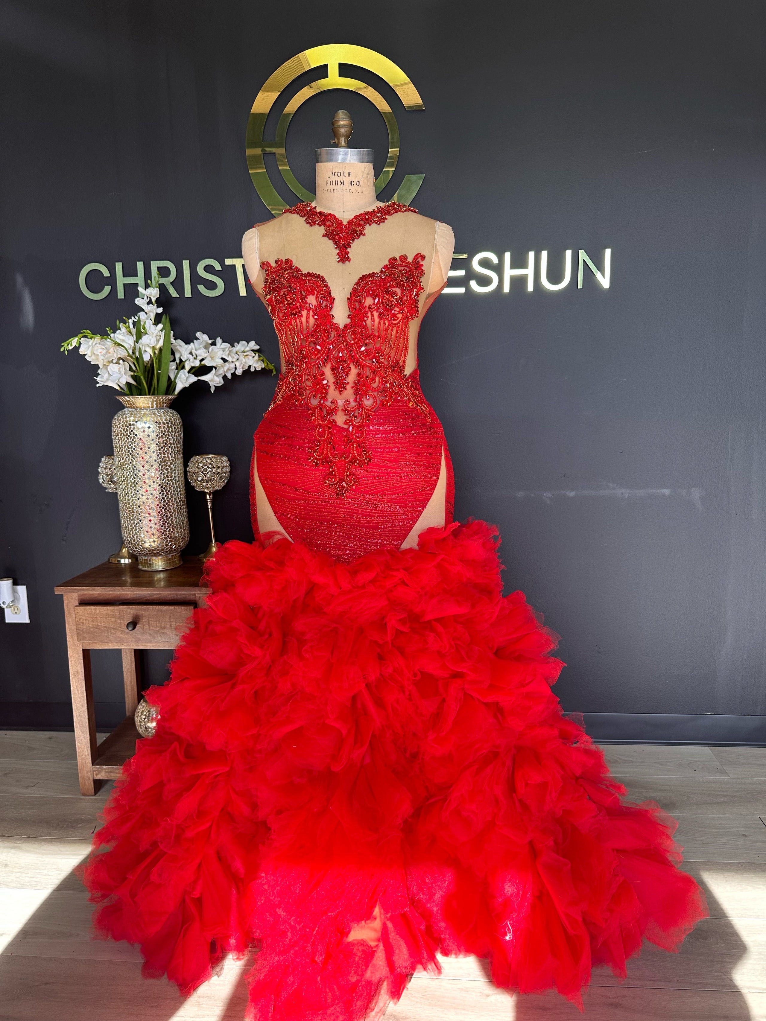 Ruby Glimmer Tulle Gown Size 16 18 Christian Omeshun
